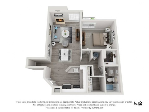 Floor plan for 1 bed, 1 bath, 808 sqft